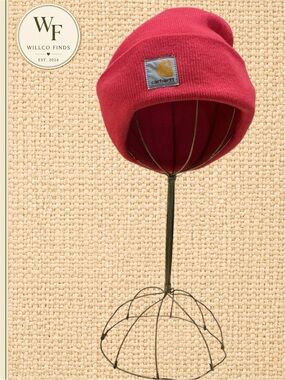 Carhartt Hot Pink Acrylic Watch Hat Beanie Cuffed Logo Patch Unisex